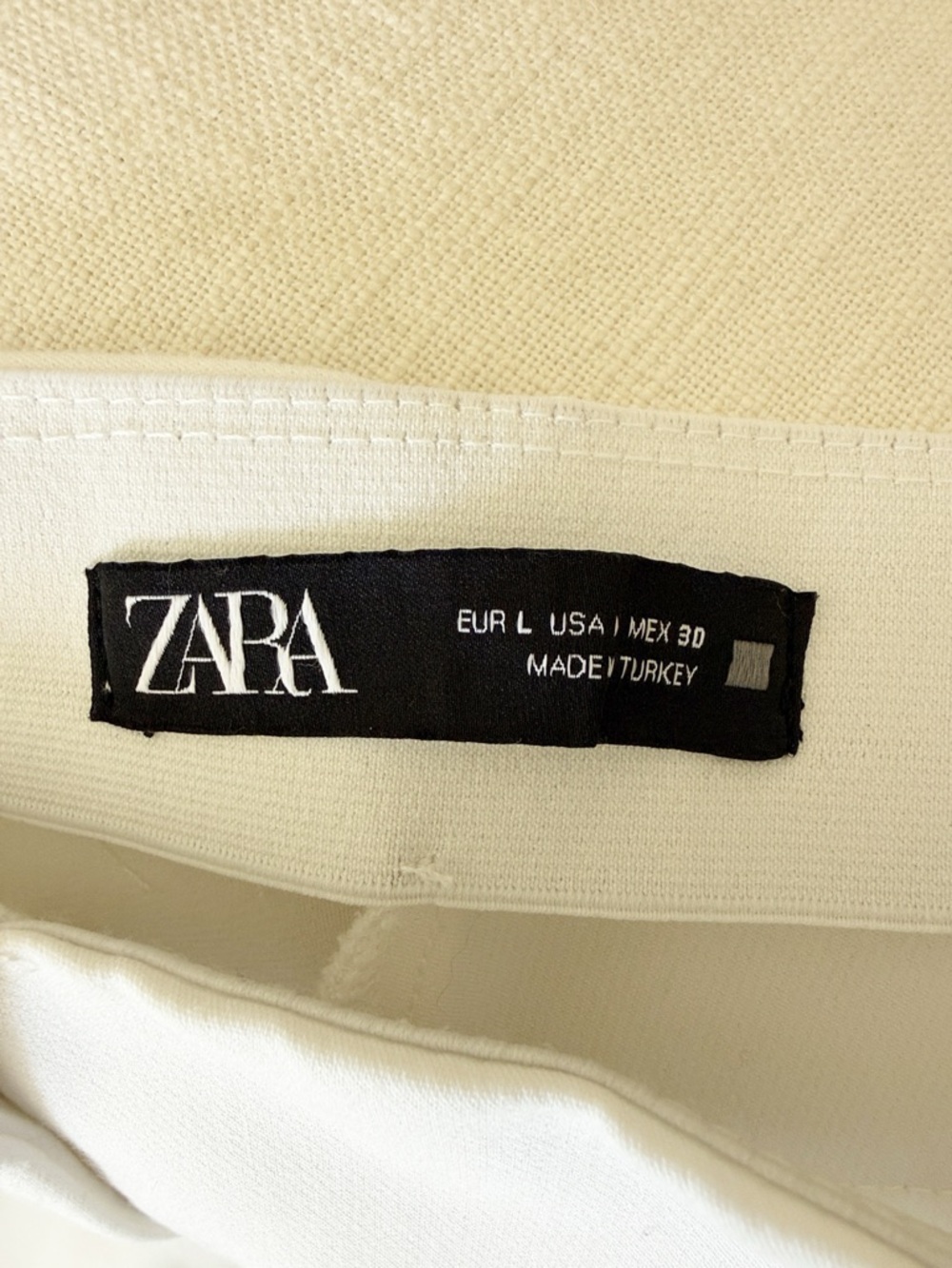 ZARA Minimalist White Flared Dress Pants High Waisted Creased Size Large - Picture 12 of 14